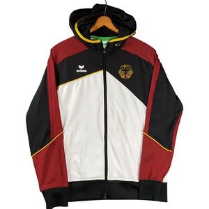 Erima Germany Track Jacket Hoodie Womens 10 Black White Red Zip Up 107 1832
